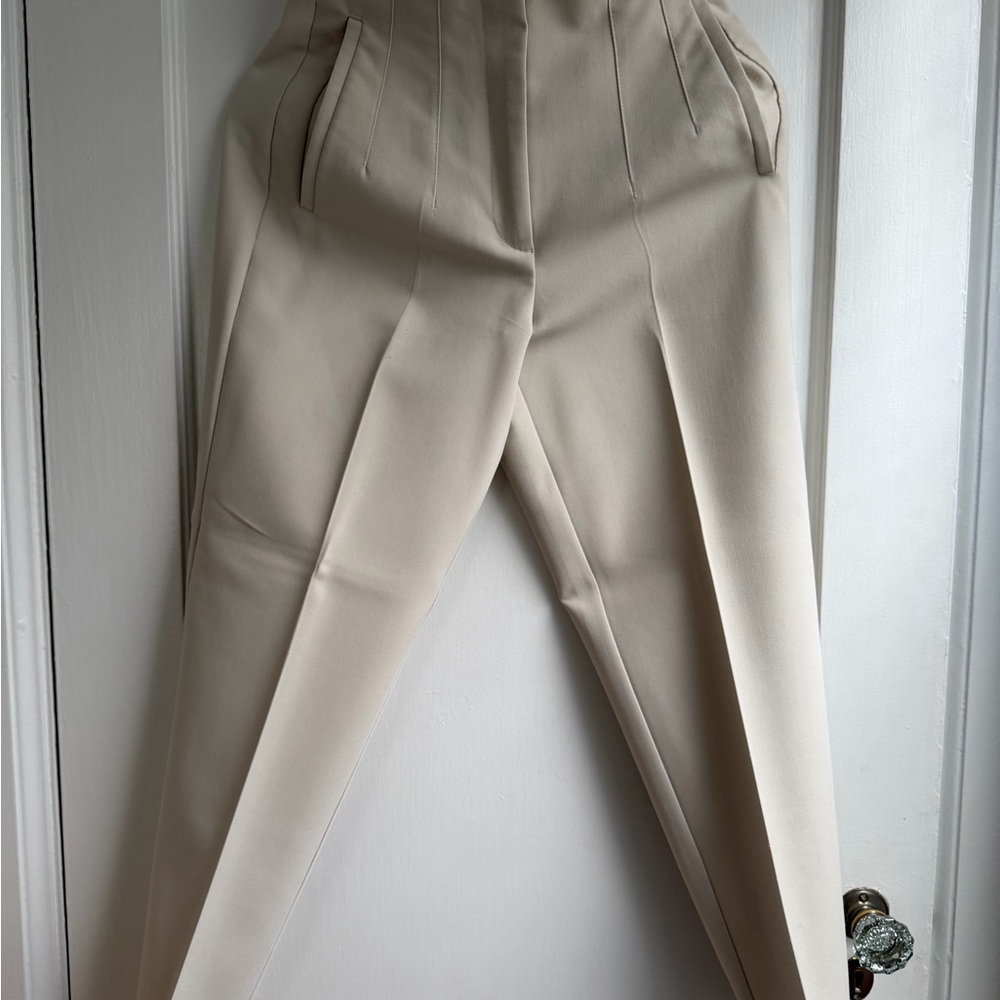Zara High-Waist Trousers in Cream/Ivory - Size S